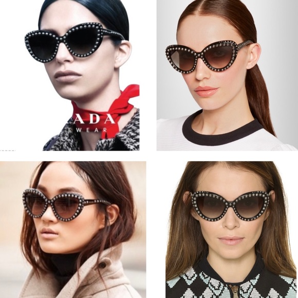 PRADA STUDDED FASHION STATEMENT ARE STUDS AND MORE STUDS ON HAVANA SUNNIES - Picture 6 of 16
